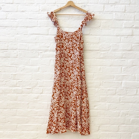 Tuckernuck Dresses & Skirts - Roller Rabbit || Olindo Quinn Midi Dress Silk Floral Terracotta Rust Orange S‎